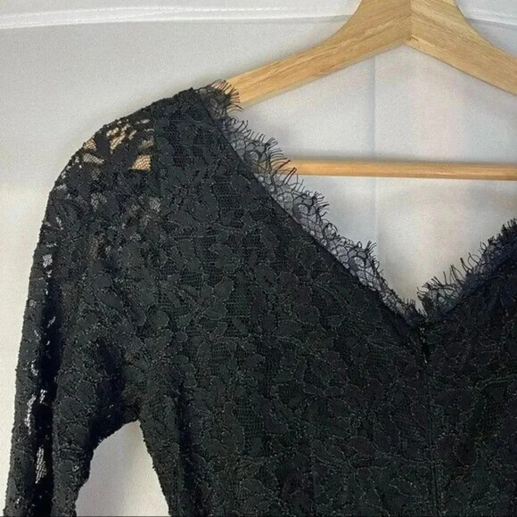 Mango Suit Black Lace Long Sleeve Maxi Formal Fit & Flare Dress XS - Picture 7 of 8